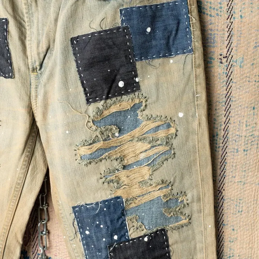 Custom levis 511 patchwork jeans 34 x 32